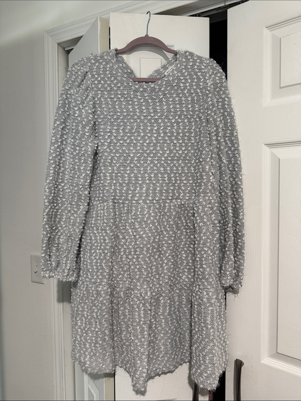 Blu Pepper Light Gray Textured Casual Dress